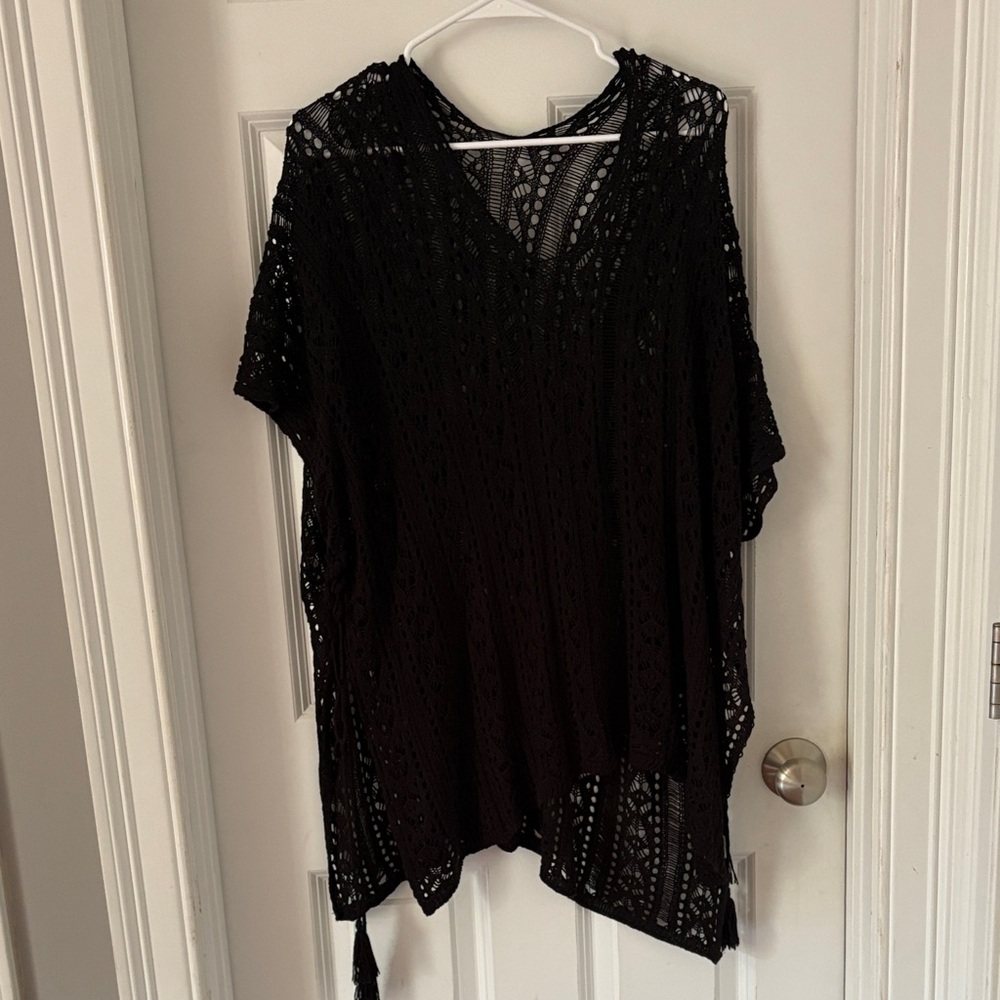 Black Crochet Poncho